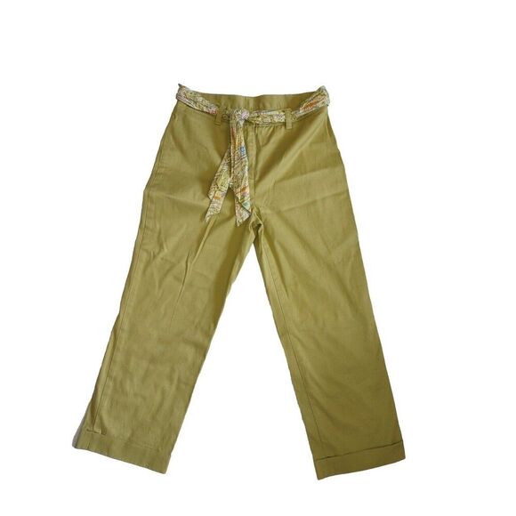 5/$25 NWOT Sz 4P Jones New York Signature Lime Green Capris With Paisley Belt - Picture 1 of 8